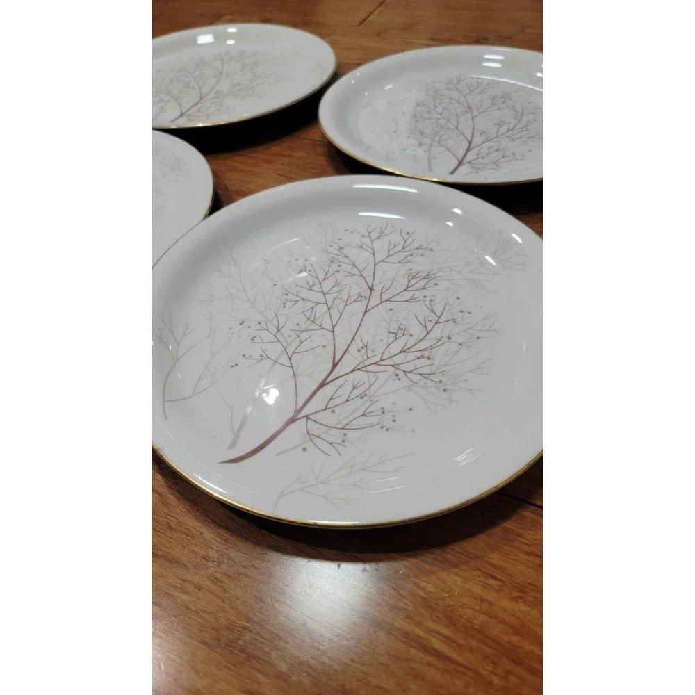 Rosenthal Continental Bramble  Dinner Plate Set Of 6 Gold Rim White‎ Porcelain